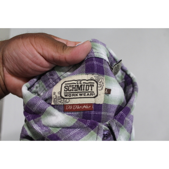 C.E Schmidt Workwear Women Blue Plaid Flannel Size Large - Picture 3 of 7